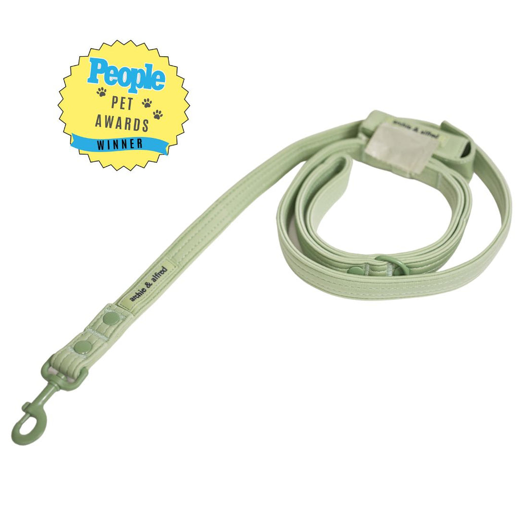 voted best dog leash by people magazine. dog leash with attach poop bag holder